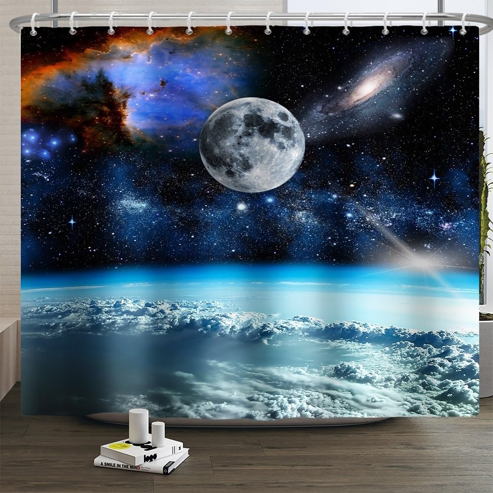 Jolof Store Galaxy Shower Curtain | Waterproof Polyester Universe Decor