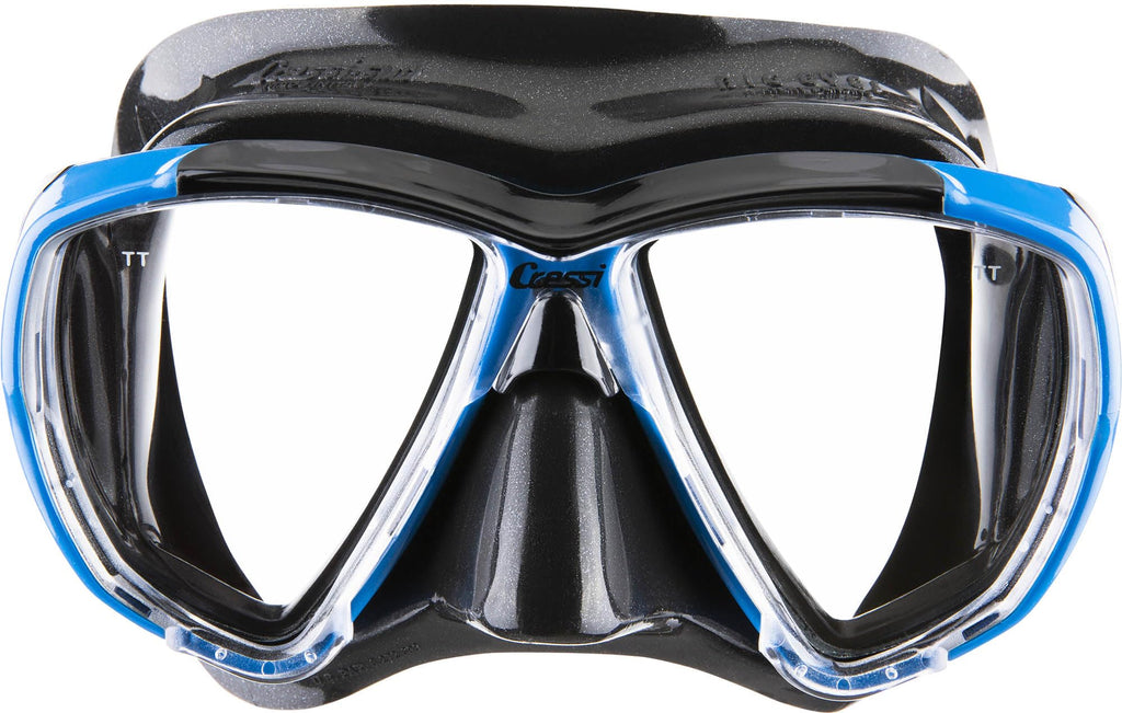 Cressi Big Eyes Diving Mask – Inclined Lenses for Snorkeling, Black/Blue