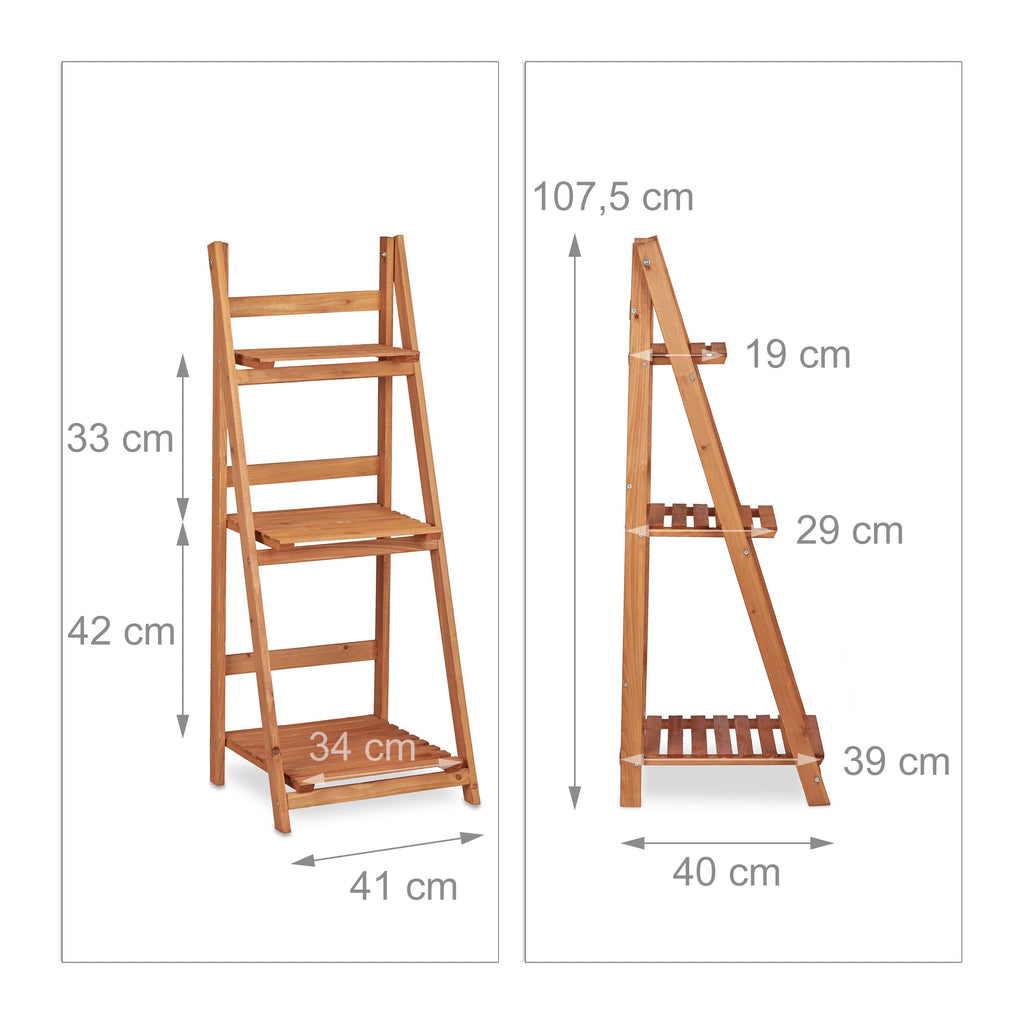 Relaxdays Wooden Flower Display Rack | 3-Tier Foldable Indoor Plant Stand