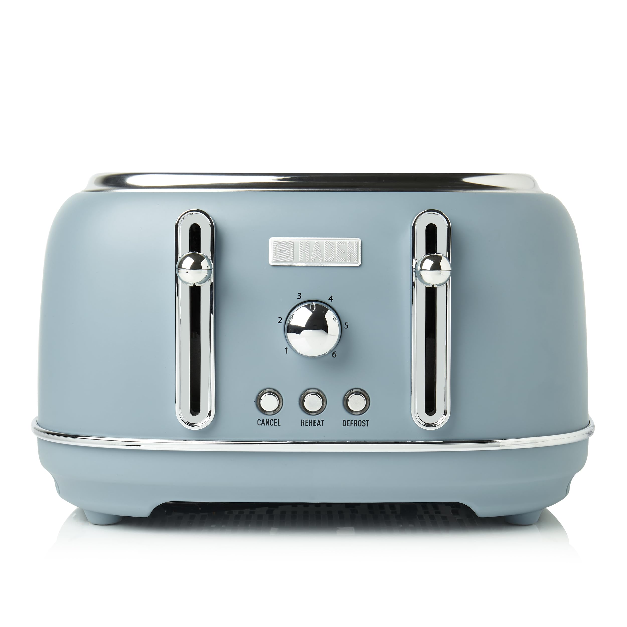 Haden Highclere 4-Slice Toaster – Blue Stainless Steel with Wide Slots