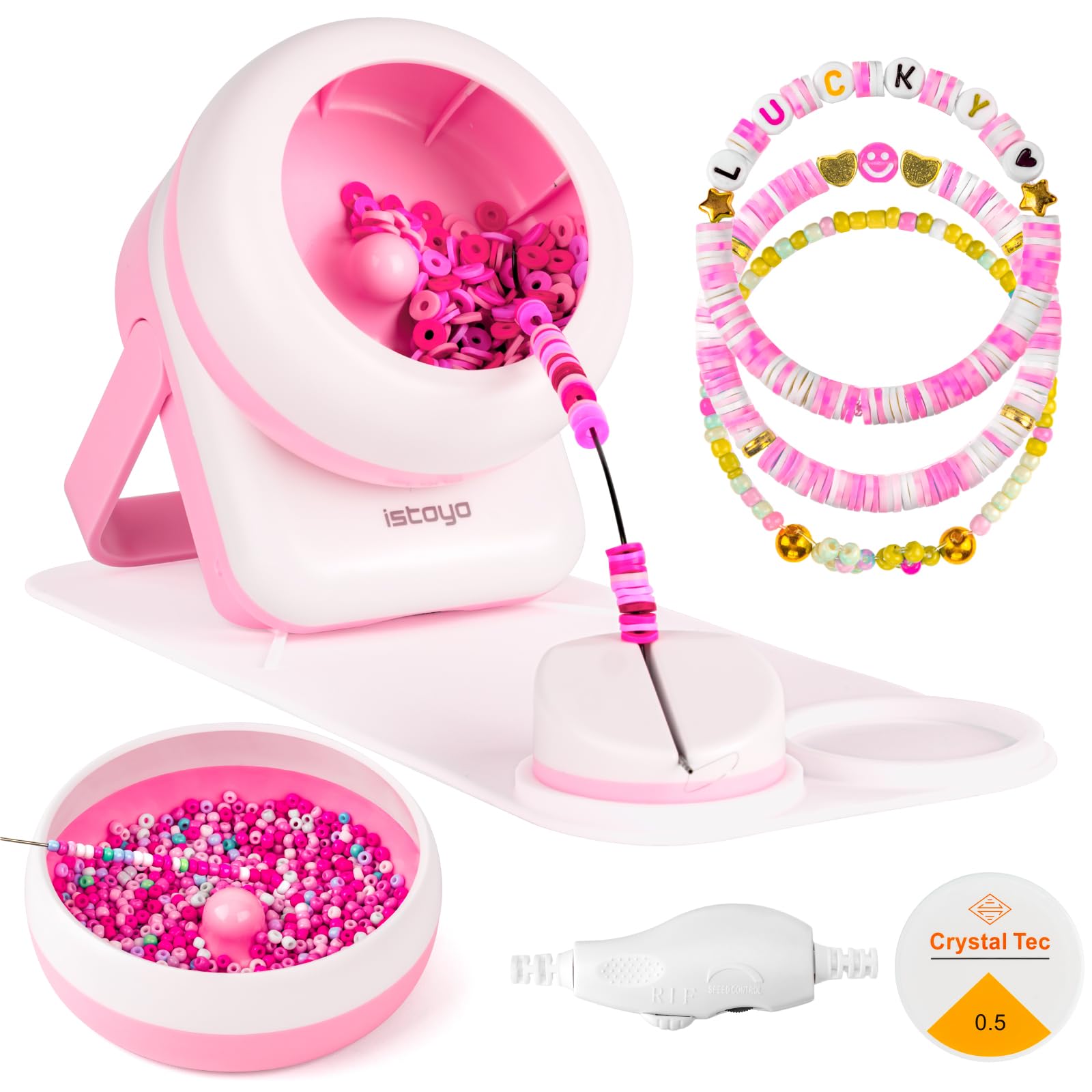 ISTOYO 2-in-1 Electric Clay and Seed Bead Spinner for Jewelry Making
