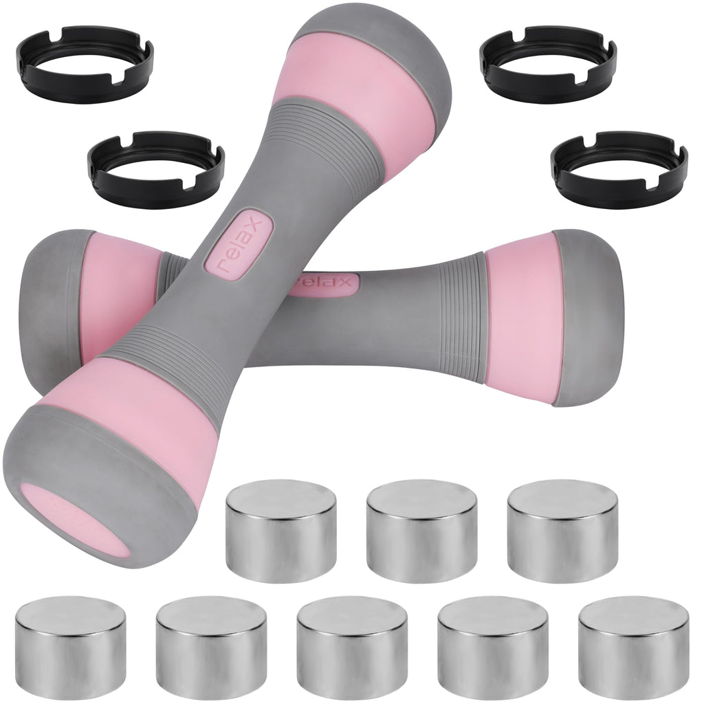 Belle Vous Adjustable Dumbbells 2 Pack | 1-2kg Non-Slip 3-in-1 Weight Set