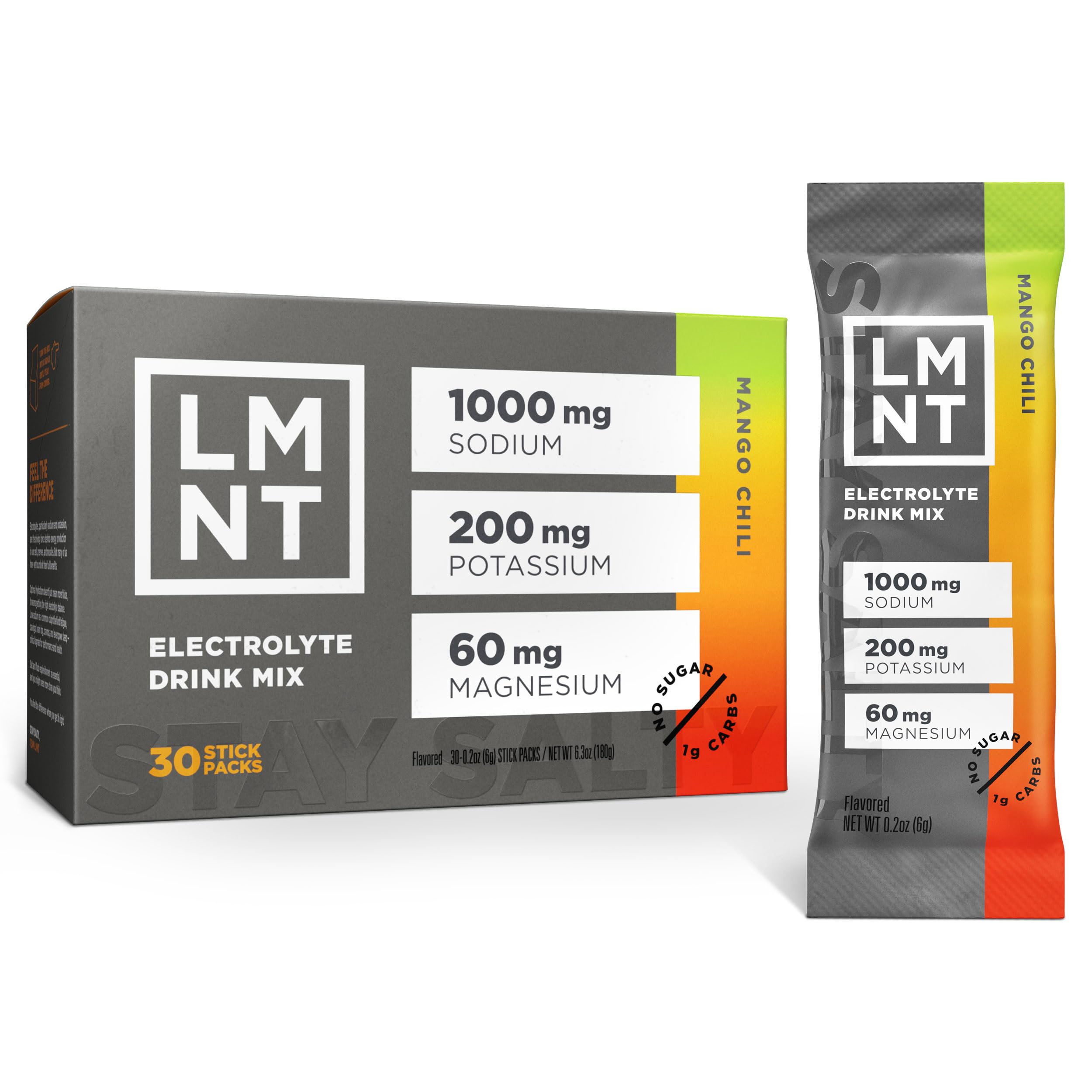 LMNT Zero Sugar Electrolyte Drink Mix – Mango Chili Salt – 30 Count