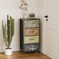 Welfuturer Botanical 4-Drawer Fabric Dresser | Vertical Storage Tower