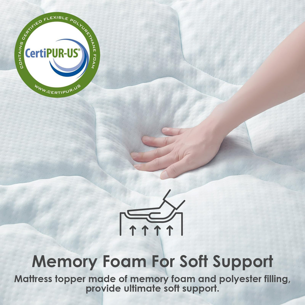 EHEYCIGA Single Memory Foam Mattress Topper - Cooling Gel & Deep Pocket