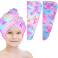 Basumee 2-Pack Microfiber Hair Towel Wrap for Kids – Fast Drying Turban