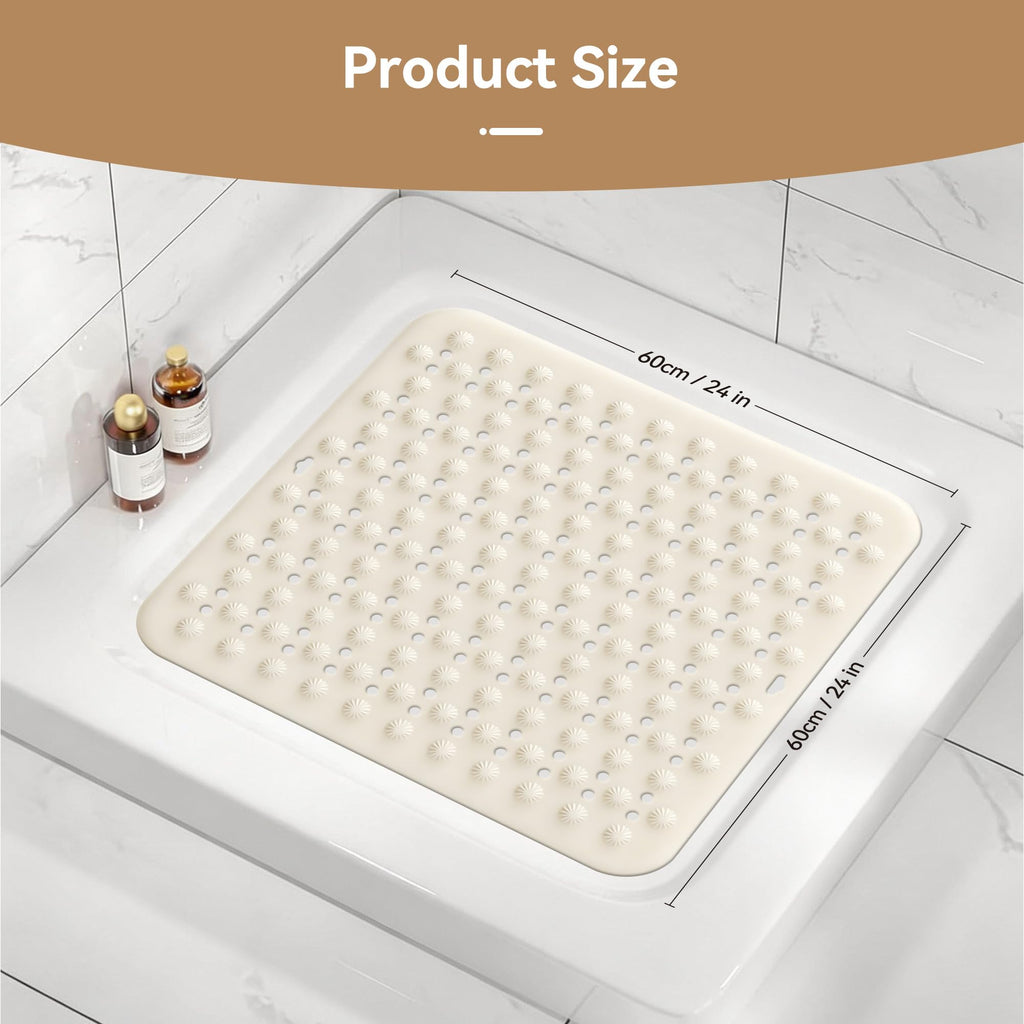Volminex Non-Slip Bath Mat, Shower Mats, Bathtub Mat, Off-white, 60×60cm - image 2