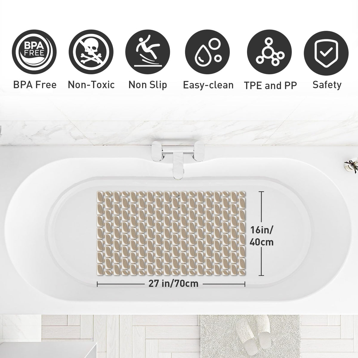 XIYUNTE Shower Mat Non Slip Anti Mould - 70 x 40cm Non Slip Shower Mats for Inside Shower - image 2