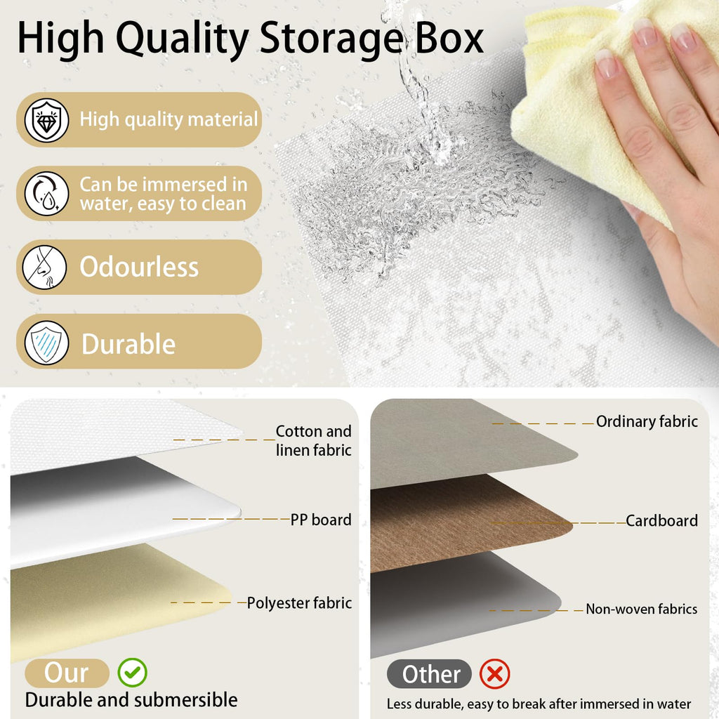 Yawinhe Collapsible Storage Boxes with Lids,45x30x30cm,White,3-Pack - image 5