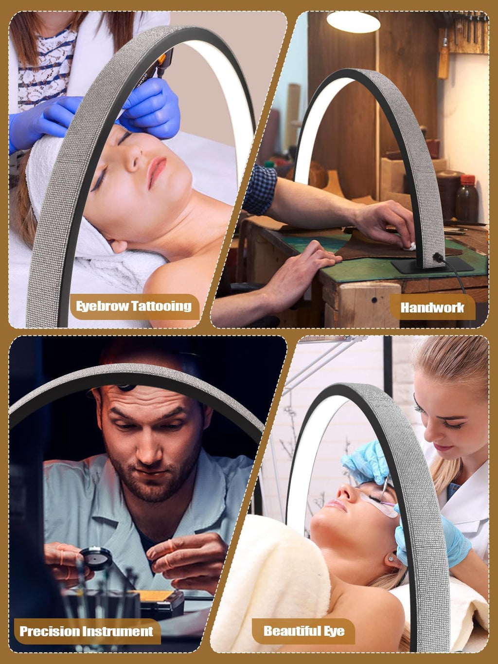 Kalolary 28" Half Moon Lash Light | 3000K-6000K LED Desk Lamp for Nails