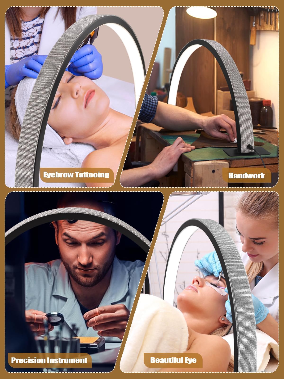 Kalolary 28" Half Moon Lash Light | 3000K-6000K LED Desk Lamp for Nails