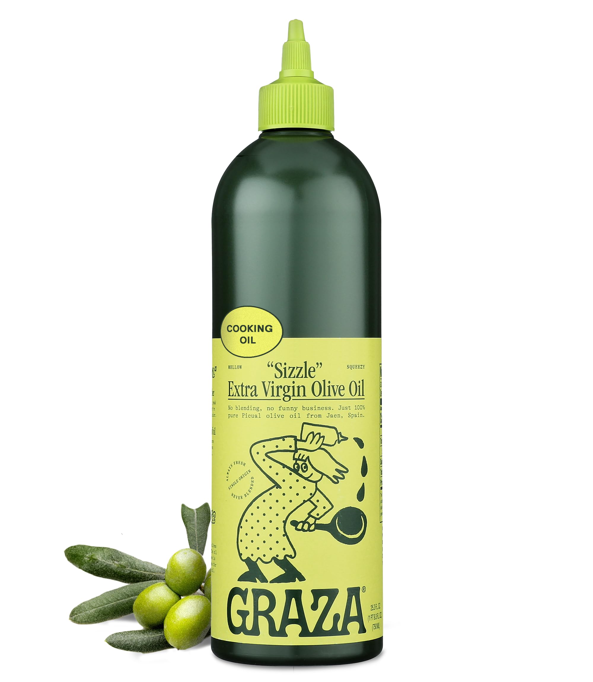 Graza Sizzle Extra Virgin Olive Oil – Mellow Cooking Oil, 750ml Bottle