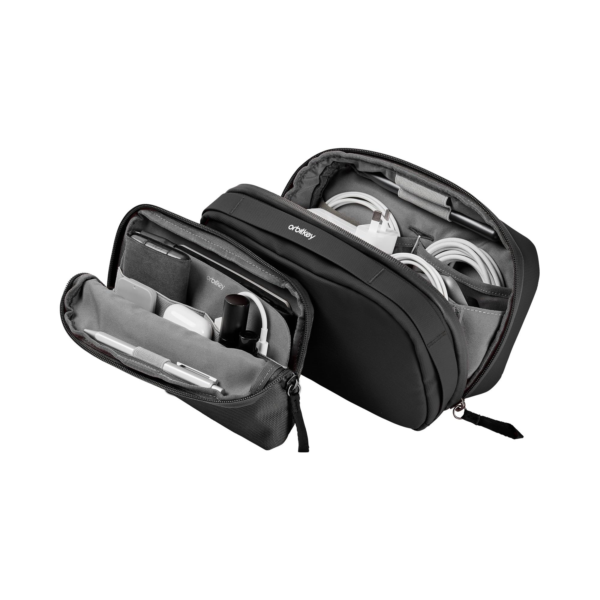 Orbitkey 2-in-1 Tech Accessory Pouch | Travel Electronics Organiser - Black