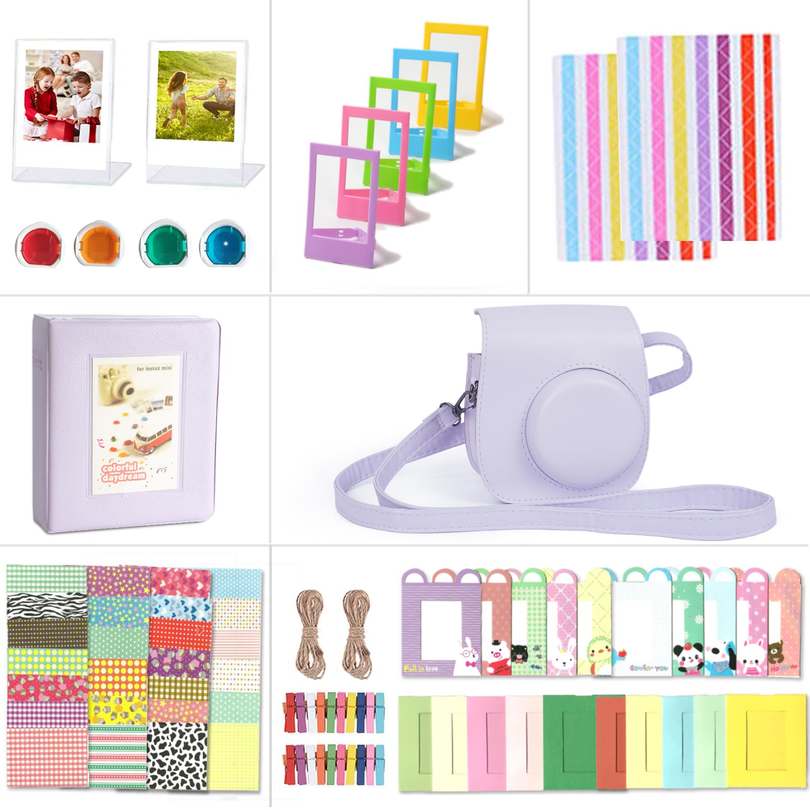 Riosin 12-in-1 Accessories Kit for Fujifilm Instax Mini 12 – Lilac Purple