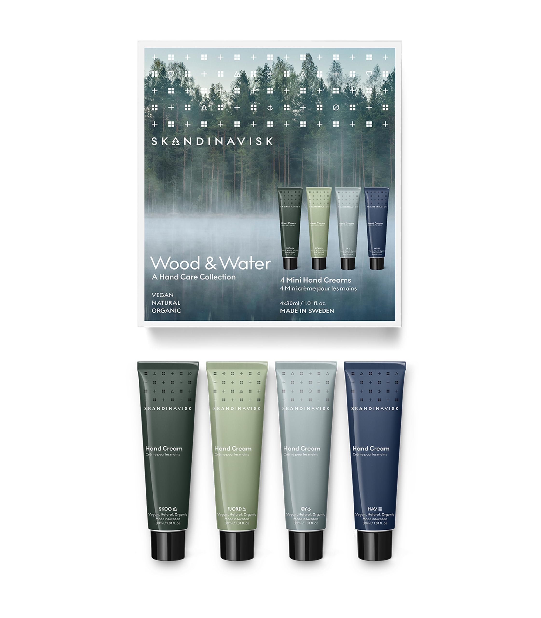 Skandinavisk Wood & Water Mini Hand Cream Gift Set - 4 x 30ml Vegan Formula