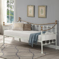 SlumberWorx Newnham Victorian Metal Day Bed Frame - White & Brass