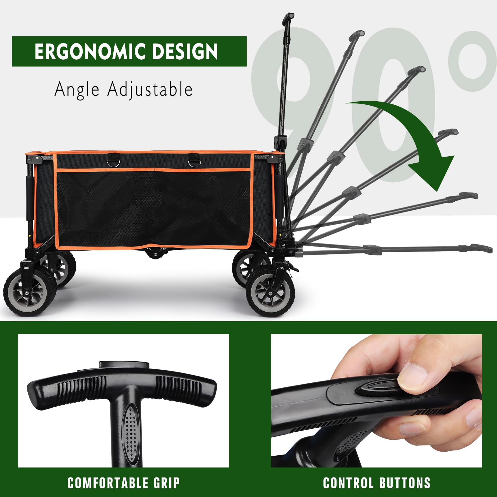 GXCROR Folding Wagon – Heavy Duty 200KG All Terrain Camping Trolley