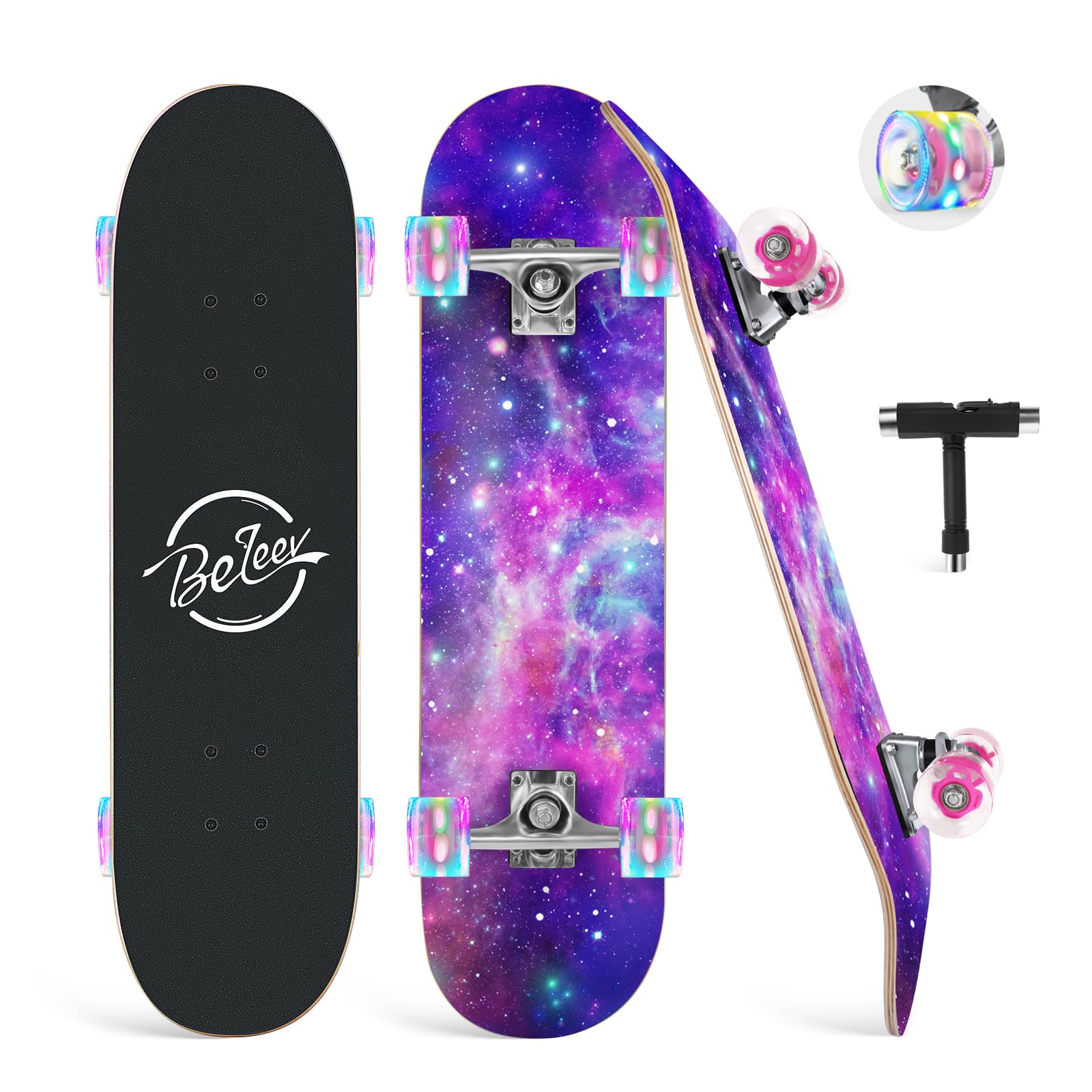 BELEEV Complete Skateboard | 31x8 Inch 7-Layer Canadian Maple Deck