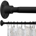 Black Shower Curtain Rod | 74-127cm Adjustable Steel Pole
