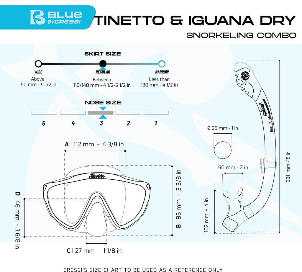 Cressi Kids Snorkeling Kit – Tinetto Mask & Iguana Dry Snorkel Set