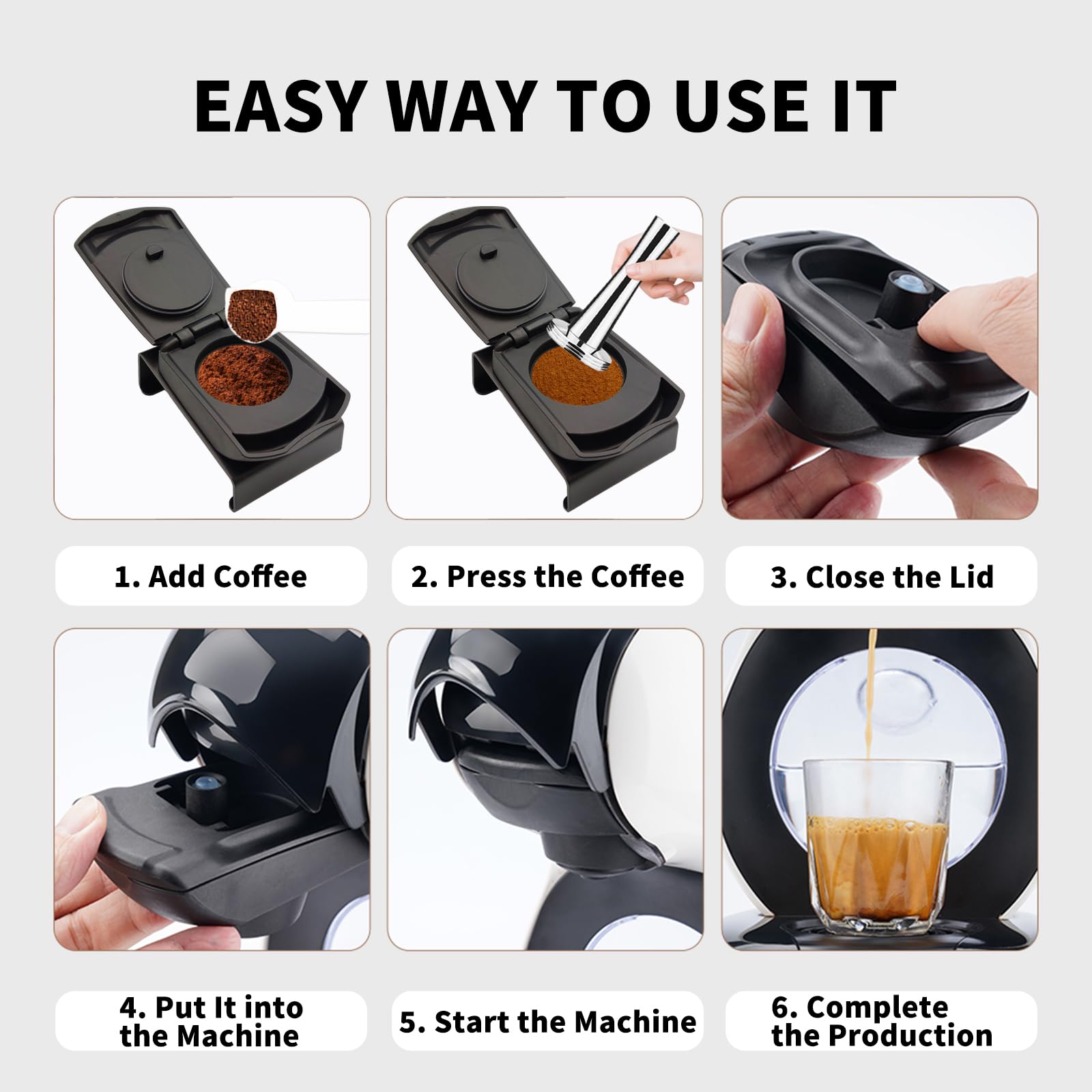 FOXNSK Reusable Coffee Capsule Adapter for Dolce Gusto edgLUMIO DG325