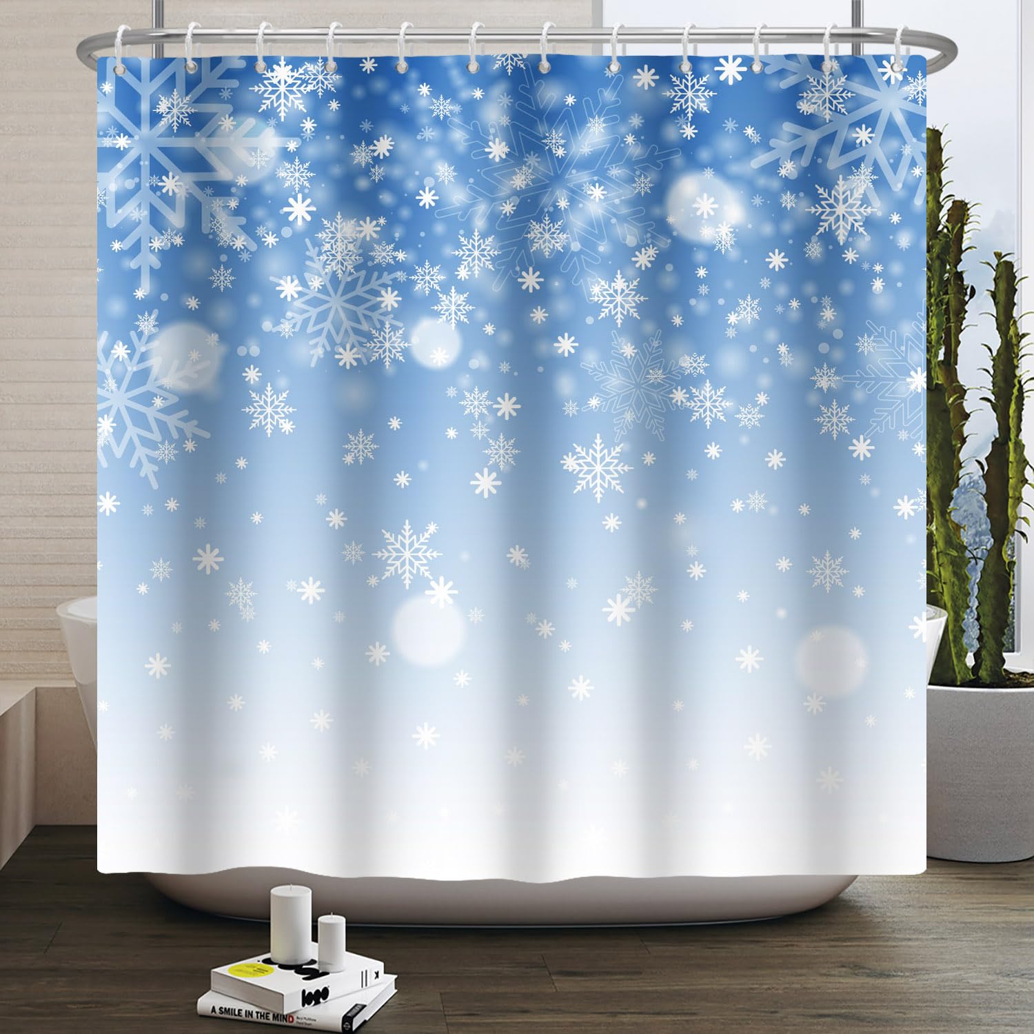 Christmas Snowflake Shower Curtain | Waterproof Polyester
