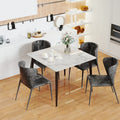 Square Sintered Stone Dining Table – 80cm White Marble Top