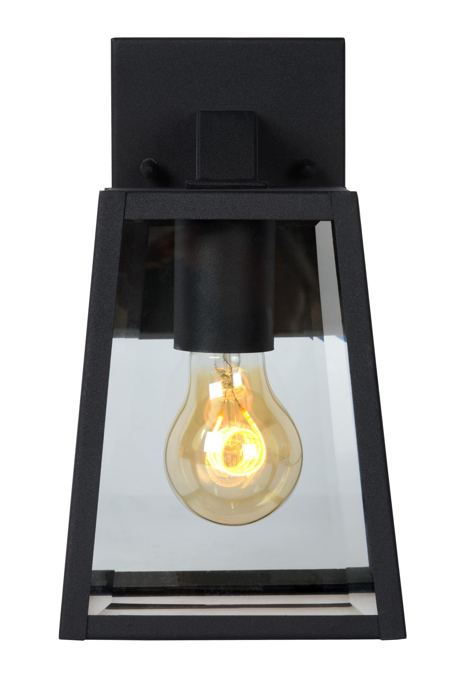 Lucide Matslot Outdoor Wall Light – Rustic Black Metal Lantern IP23