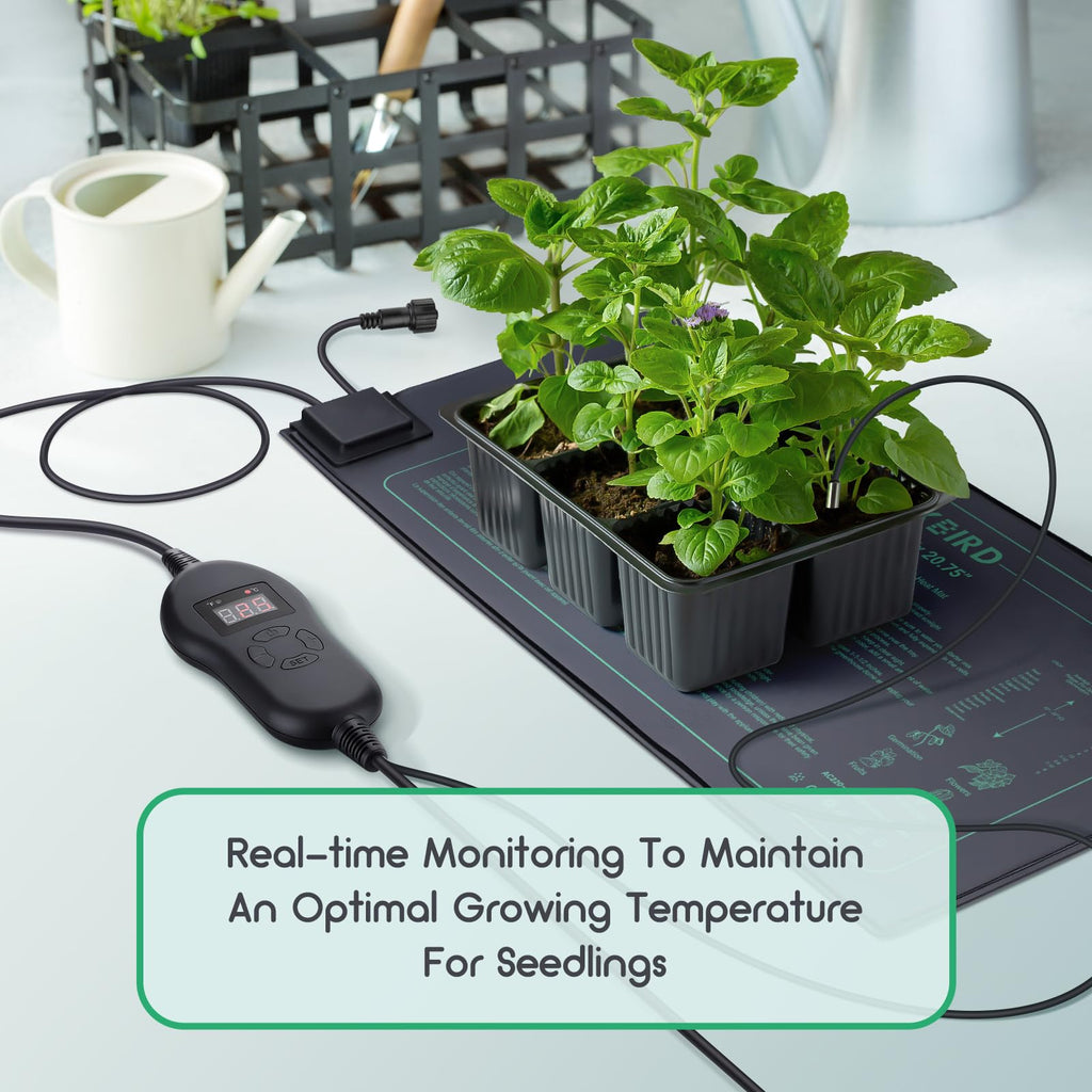 Luxbird 4-Pack Seedling Heat Mats with Digital Thermostat, 10" x 20.75"