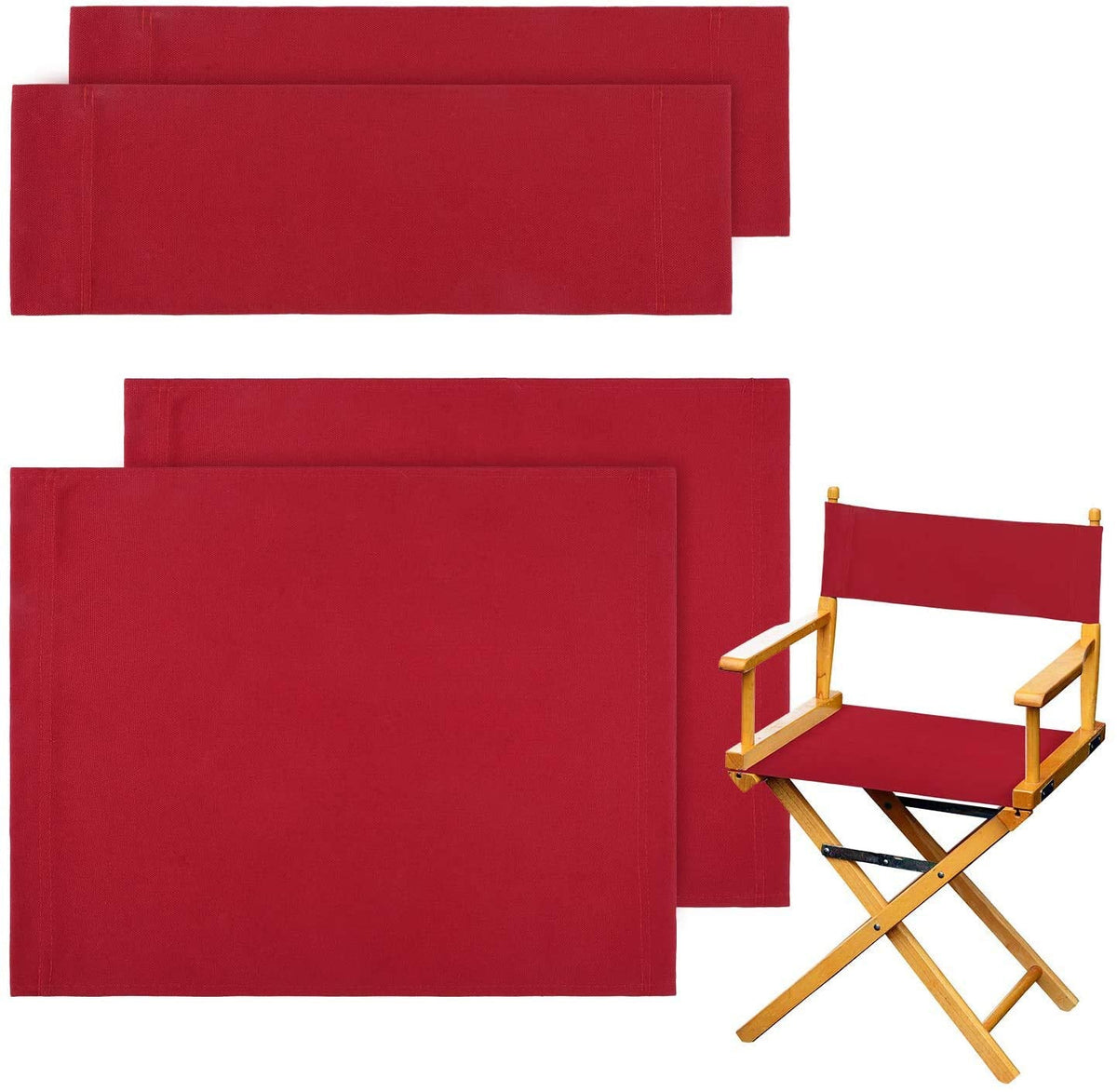 STAY GENT 2 Set Durable Replacement Seat Cover for Directors Chair Red
