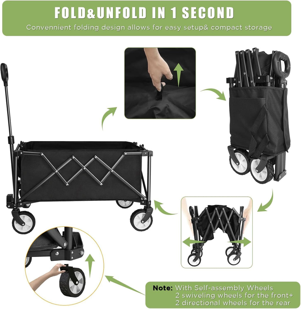 HOFTME Foldable Garden Trolley – Heavy Duty 220lbs All-Terrain Cart