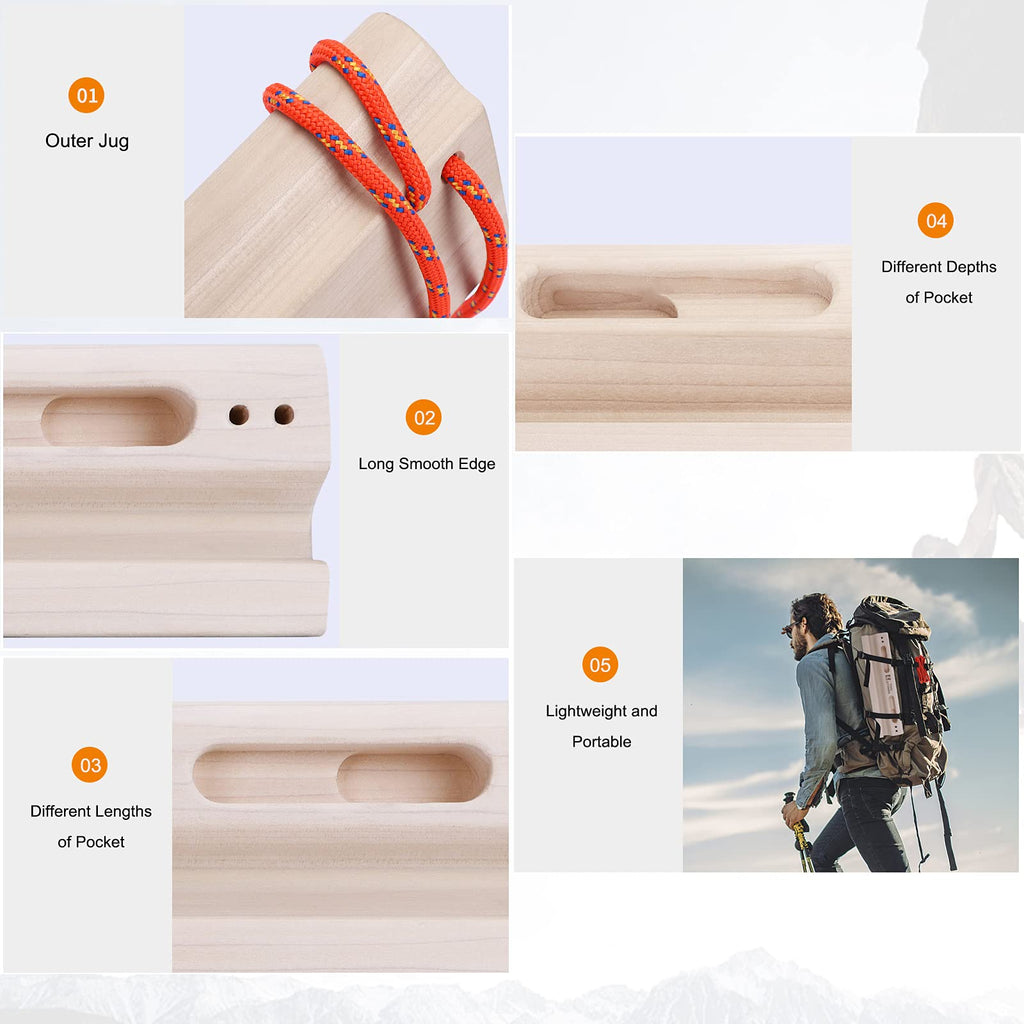 Two Stones Portable Wooden Climbing Hangboard | Finger Strength Trainer
