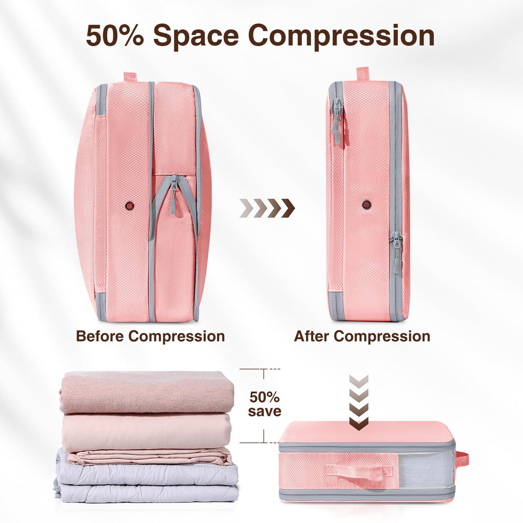 DIMJ 6 Pack Self Compression Storage Bags | Foldable Nylon Organisers