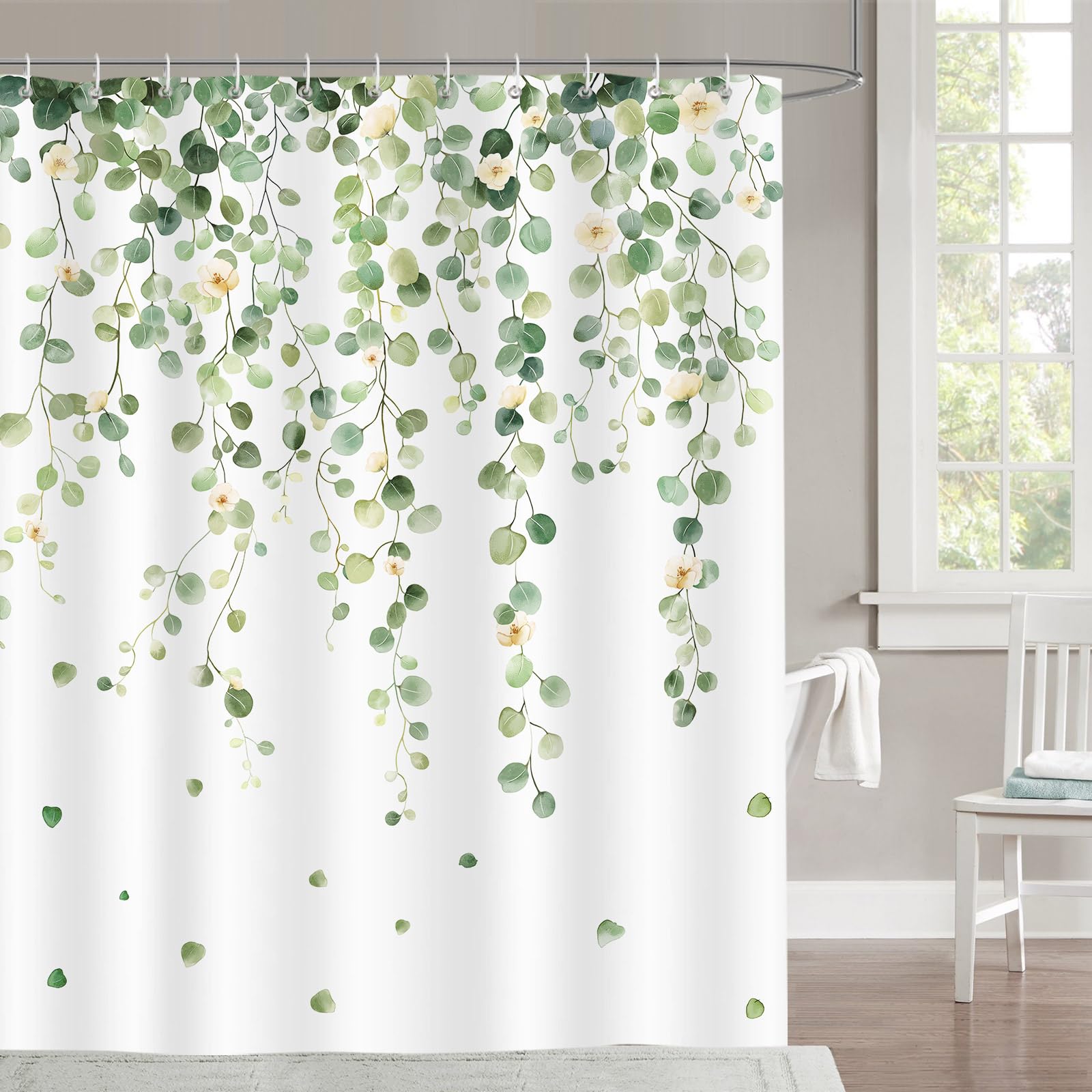 Sage Green Eucalyptus Shower Curtain | Waterproof Polyester