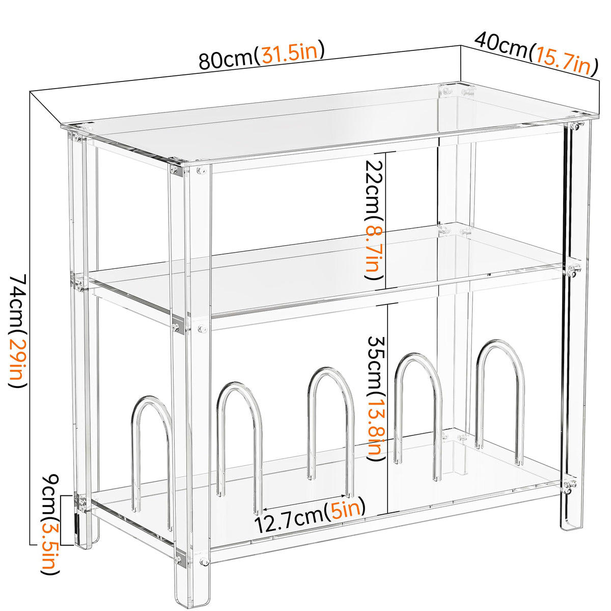 solaround Clear Acrylic Record Player Stand, with Vinyl Records Storage - image 5