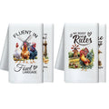 CUTHOLLOW Farm Rooster Microfiber Kitchen Towels – Set of 4 Dish Cloths