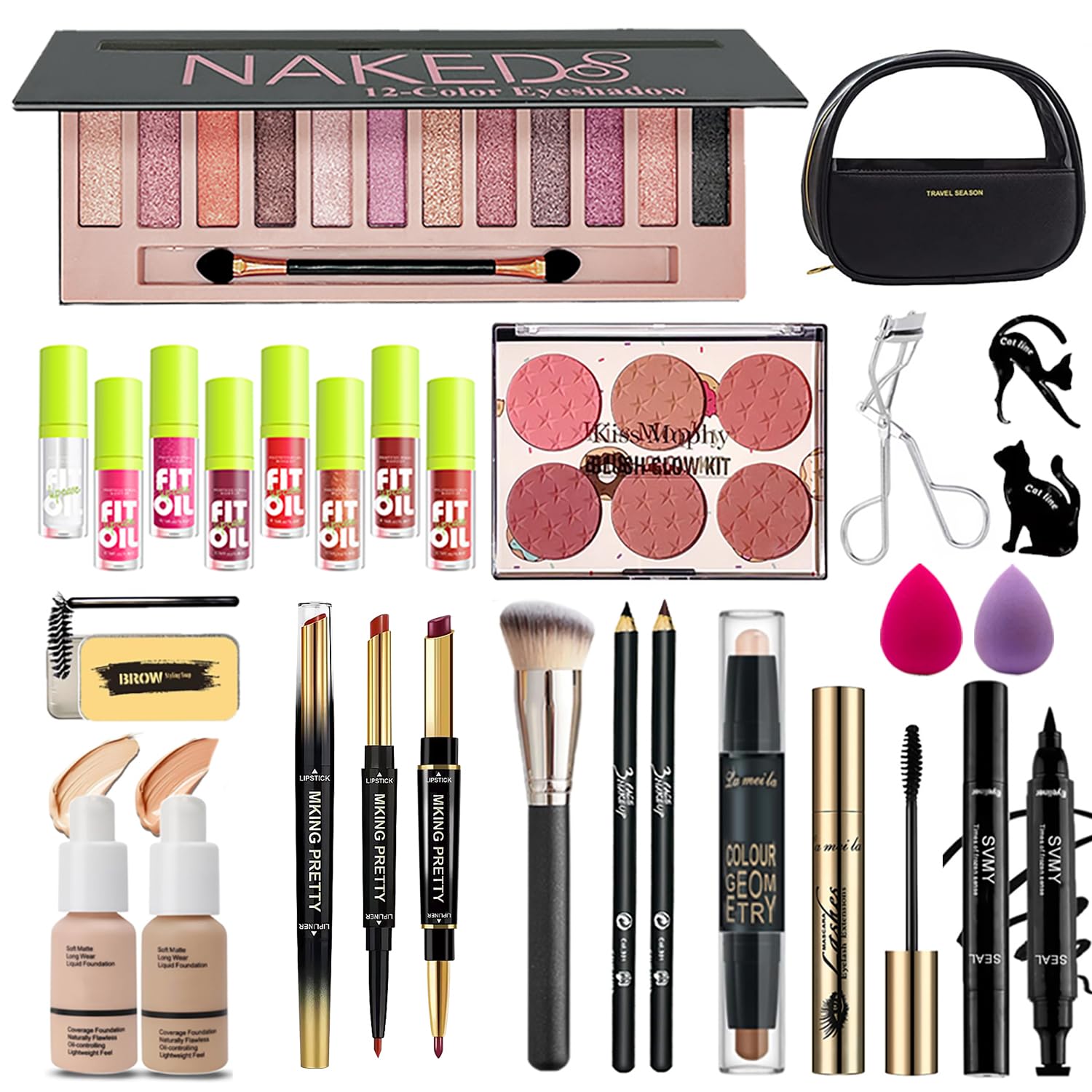 Full Makeup Kit – Portable Travel Cosmetic Set for Teens & Adults