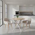 FurnitureR 3-Piece Round Dining Table Set with Upholstered Chairs