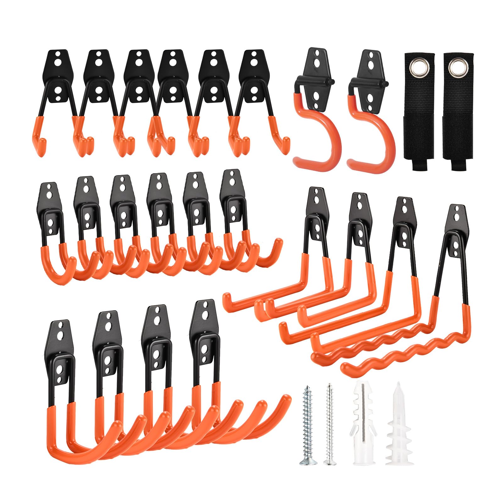 Jolof Store 24 Pack Heavy Duty Steel Garage Hooks for Tools and Bikes