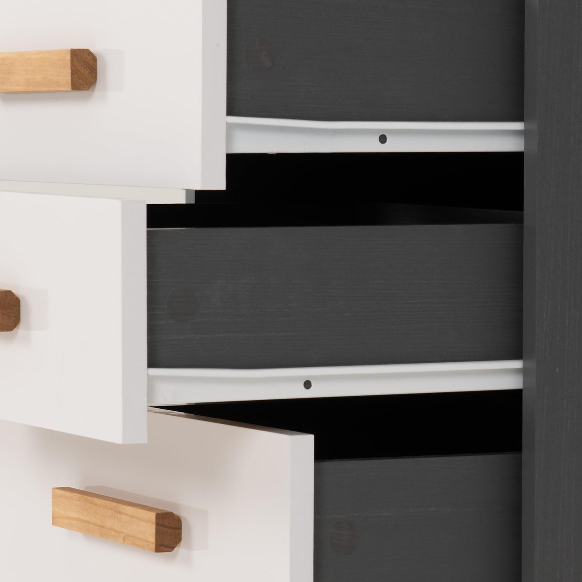 Seconique Cleveland 3 Drawer Bedside in White/Grey Metal Effect - image 3