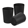Cetomo 7.2L*3 Plastic Waste Paper Bin, Trash Can, Small Bins, Bedroom Bin, Round Waste Basket with Solid Stripe for Kitchen Rooms, Nesting, Matte