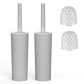 Toilet Brush Set – 2 Pack with 4 Heads & Holder, Grey