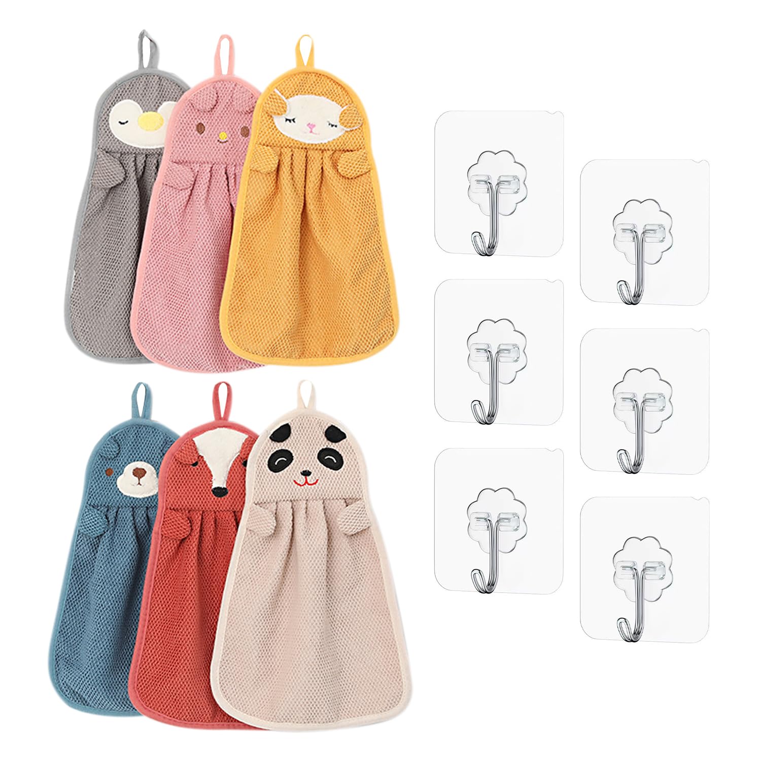 6-Piece Animal Hand Towels – Soft Microfiber Kids Towels