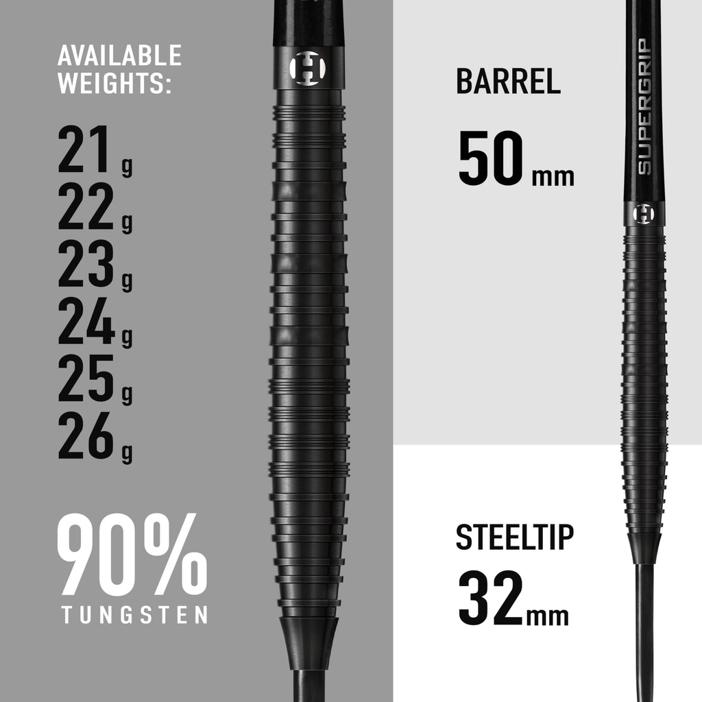 Harrows NX90 Black Edition 90% Tungsten Steel Tip Darts Set