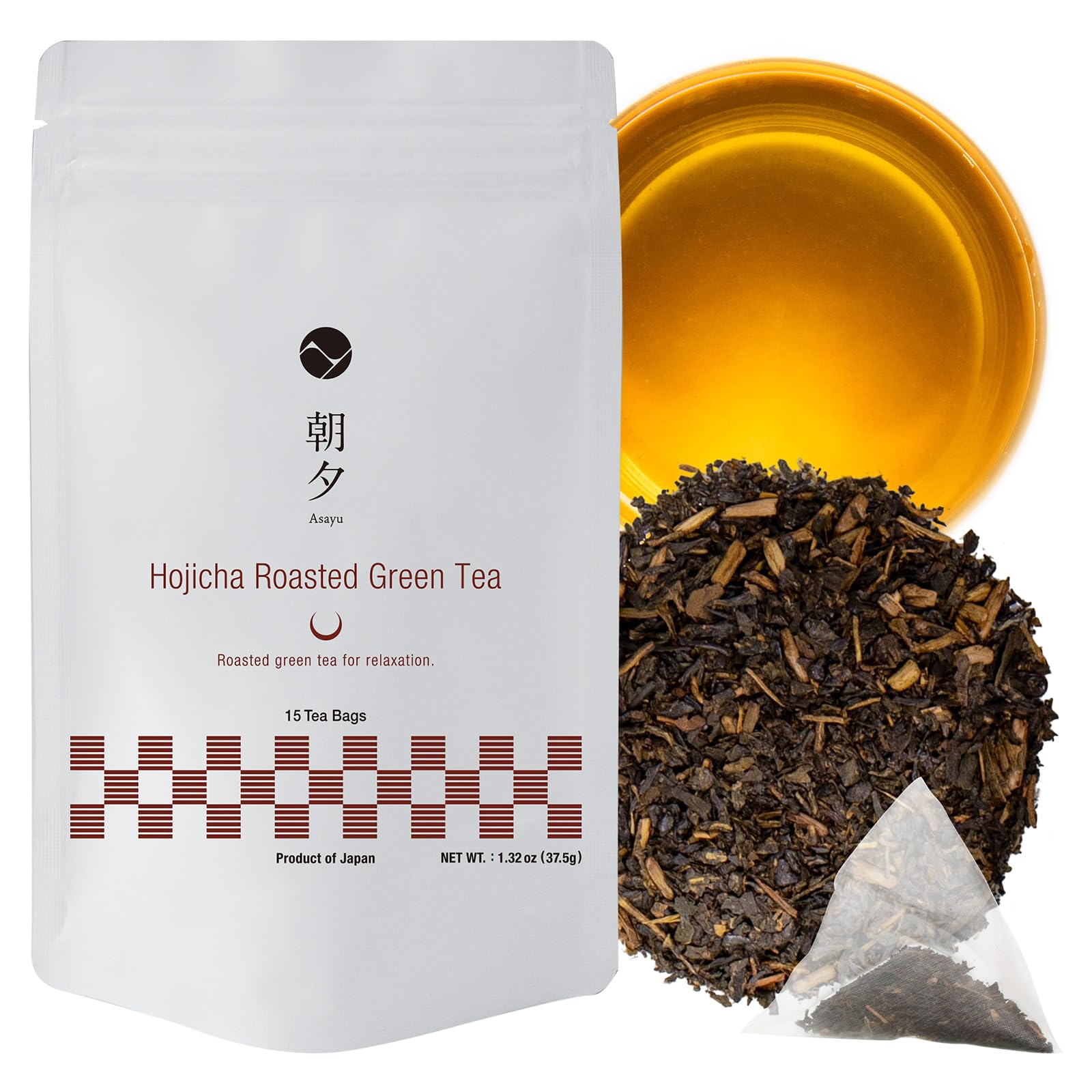 Asayu Japan Hojicha Roasted Green Tea – 15 Premium Tea Bags