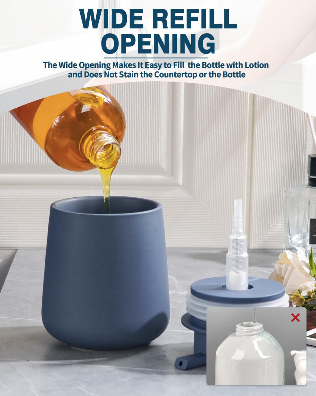 BosilunLife Ceramic Soap Dispenser for Bathroom 12Oz - image 4