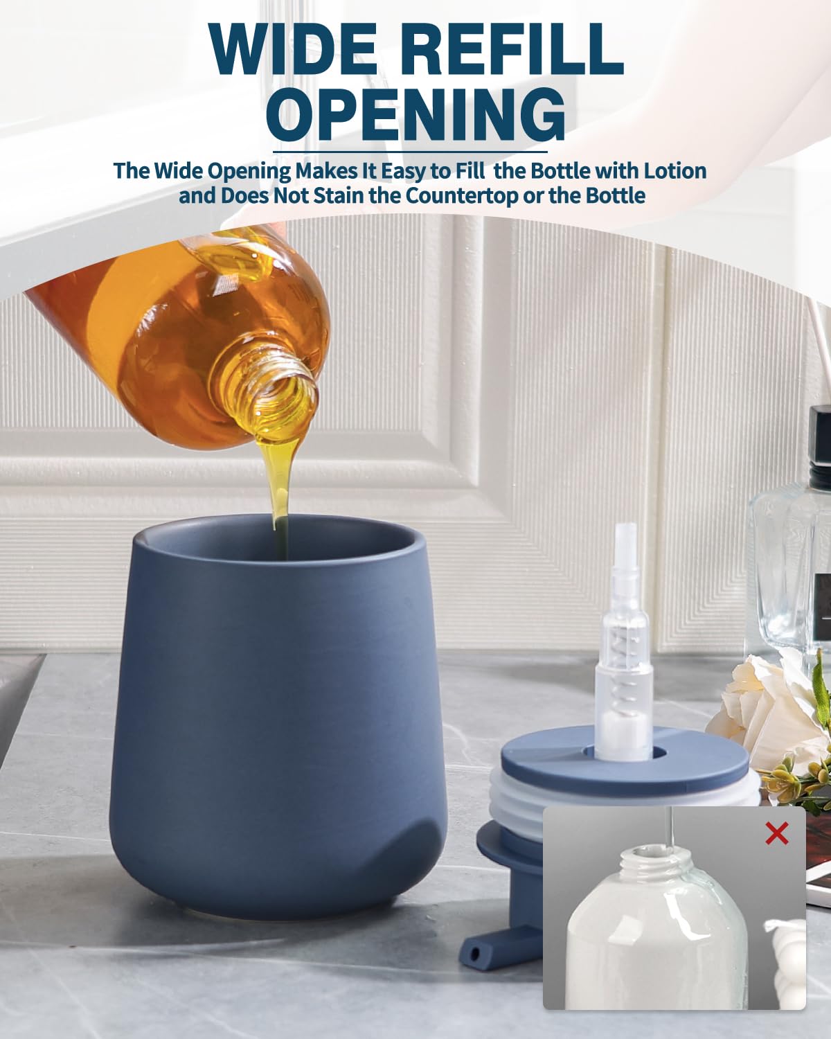 BosilunLife Ceramic Soap Dispenser for Bathroom 12Oz - image 4