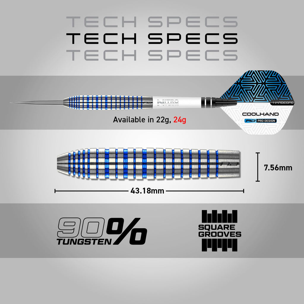 Red Dragon Luke Humphries TX3 Cool Blue 24g Tungsten Steeltip Darts