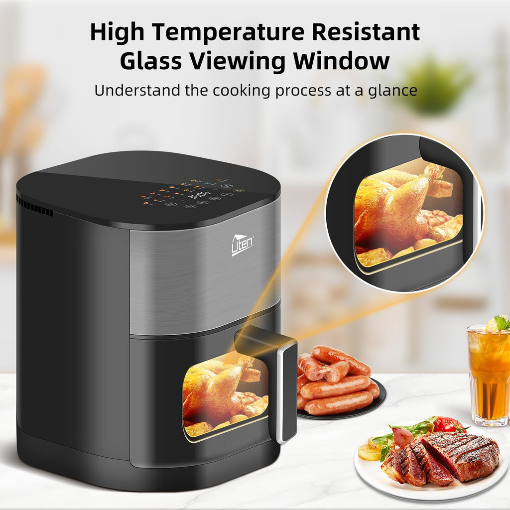 Uten Dual Blaze Air Fryer 5.5L | 14-in-1 Smart Cooker with Visual Window