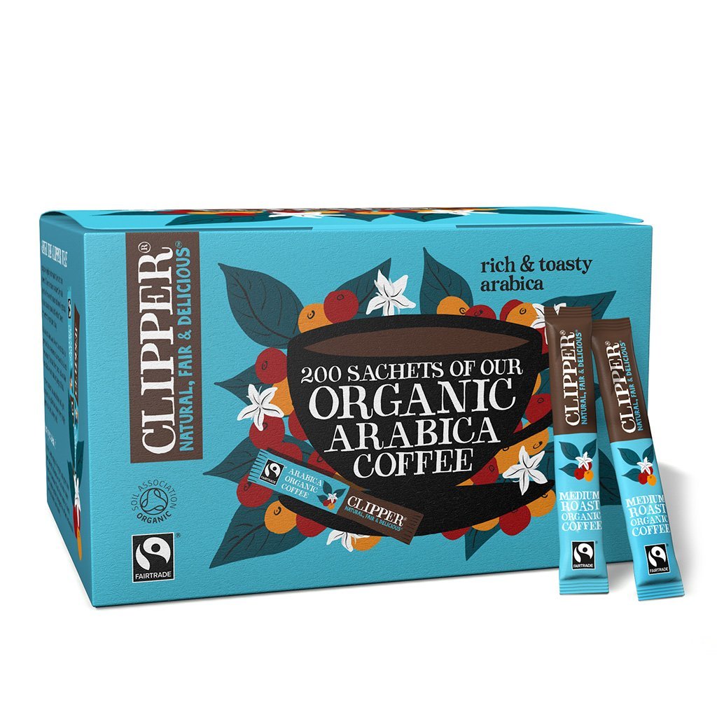 Clipper Organic Medium Roast Arabica Instant Coffee - 200 Sachets
